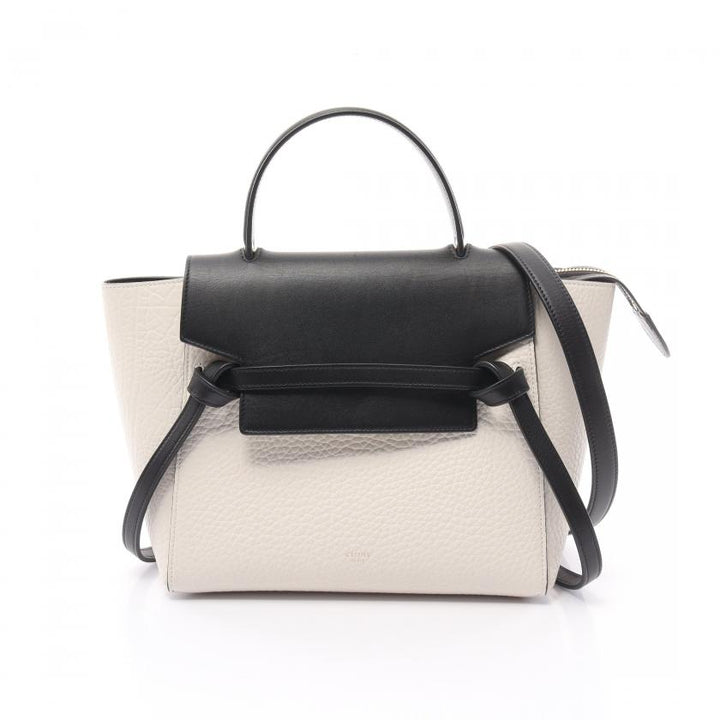 セリーヌ BELT BAG MINI ベルトバッグ ミニ ハンドバッグ レザー ホワイト ブラック バイカラー 2WAY