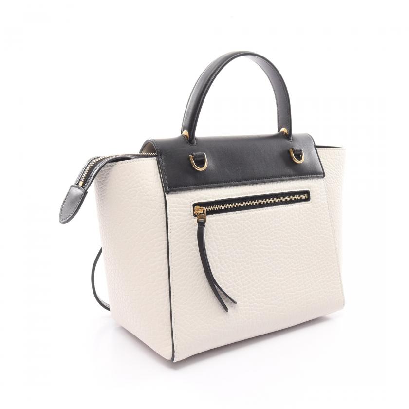 セリーヌ BELT BAG MINI ベルトバッグ ミニ ハンドバッグ レザー ホワイト ブラック バイカラー 2WAY